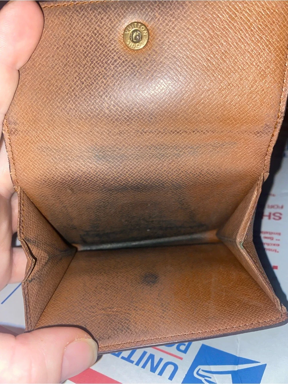 Louis Vuttion Monogram Small Fold Wallet in Brown and Gold